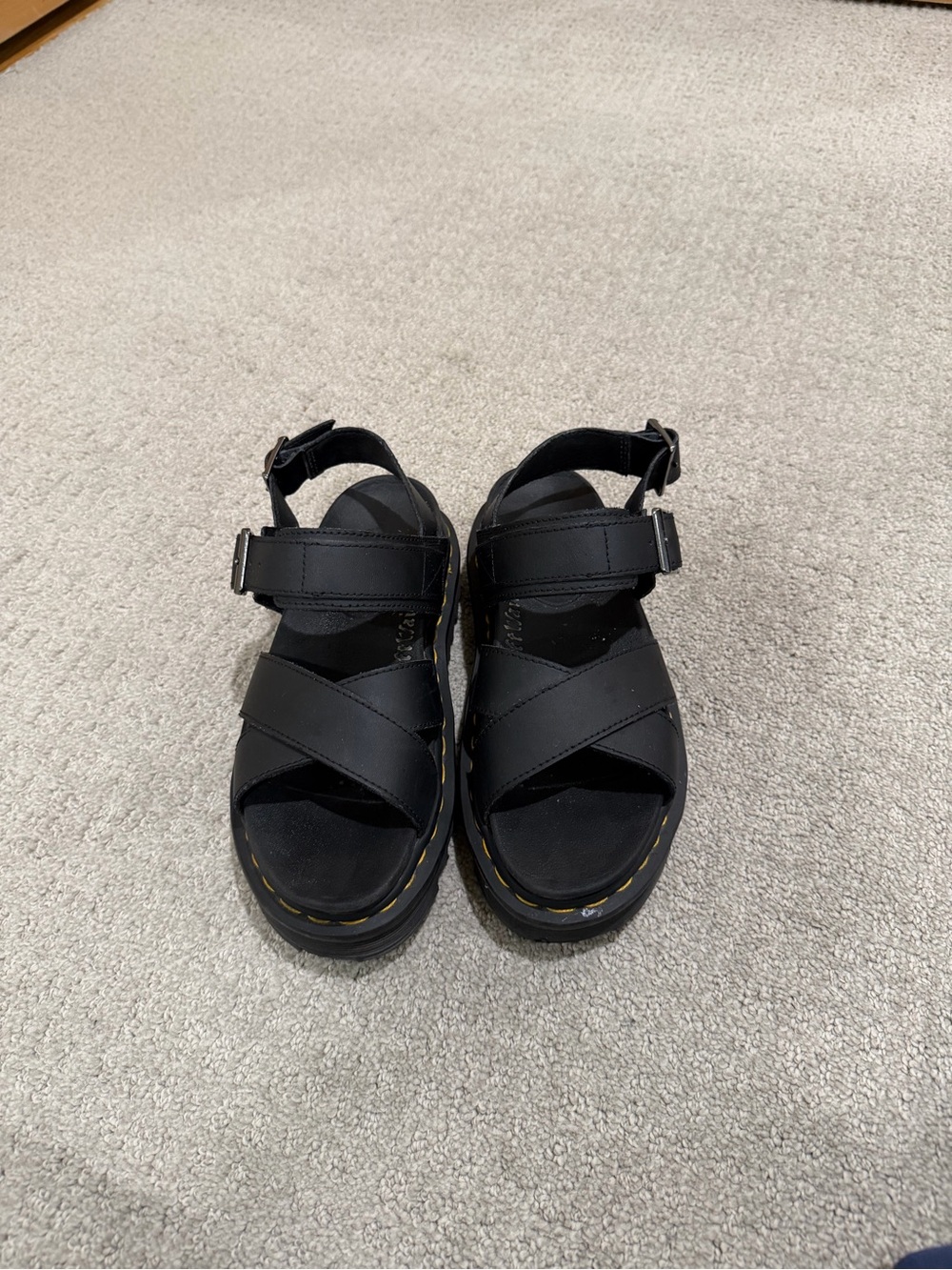 Dr. Martens Black Crisscross Strap Sandals